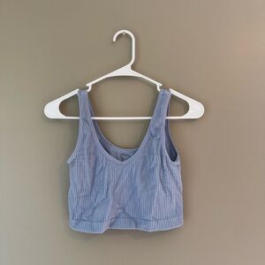 Stylish Light Blue Ribbed Tank Top